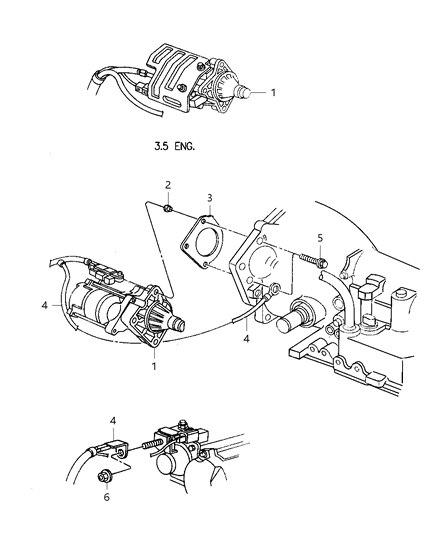 1997 Dodge Intrepid Starter , (Engine Starter Motor) 3.3 Engine Diagram for R4609010