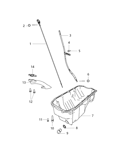 2014 Dodge Journey Engine Oil Pan & Engine Oil Level Indicator & Related Parts Diagram 1 - Thumbnail