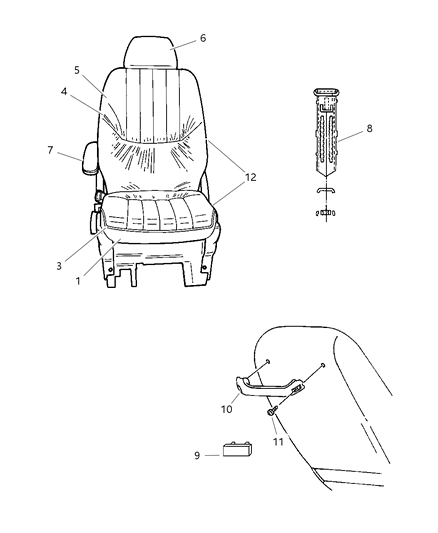 2000 Dodge Grand Caravan Cover Front Seat Cushion Diagram for ST331K5AA