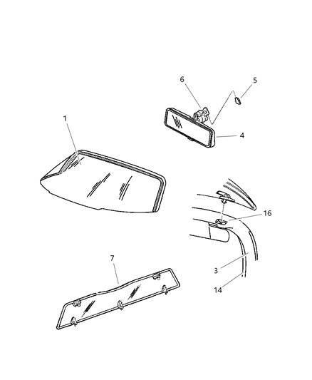 2000 Dodge Viper Windshield Diagram for 4897447AA