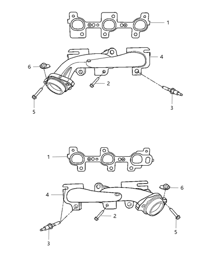 2008 Jeep Commander Exhaust Manifold & Exhaust Manifold Heat Shield Diagram 1 - Thumbnail