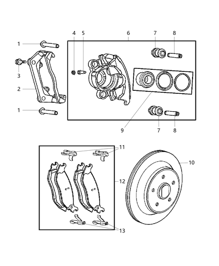 2005 Dodge Ram 1500 Brakes, Rear, Disc Diagram 2 - Thumbnail
