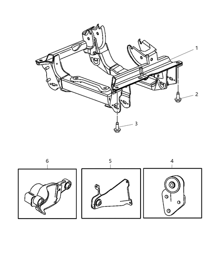 2005 Jeep Liberty Cradle Front Suspension Diagram for 52129013AC