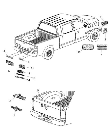 2013 Ram 2500 Nameplate Front Fender Cummins Diesel 6.7 Liter Diagram for 68149701AA