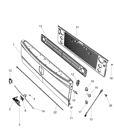 2010 Dodge Ram 2500 Tailgate of Body - Sheet Metal Except Doors Diagram