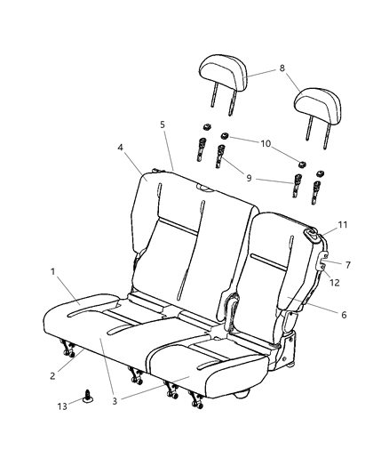 2005 Chrysler PT Cruiser Foam Seat Cushion Diagram for 5166948AA