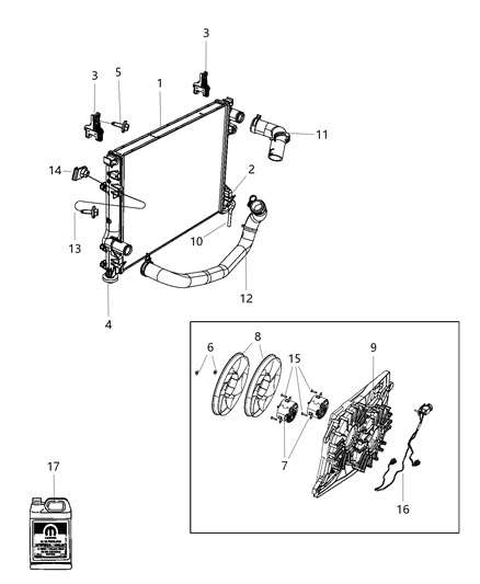 2014 Dodge Challenger Radiator & Related Parts Diagram 1 - Thumbnail