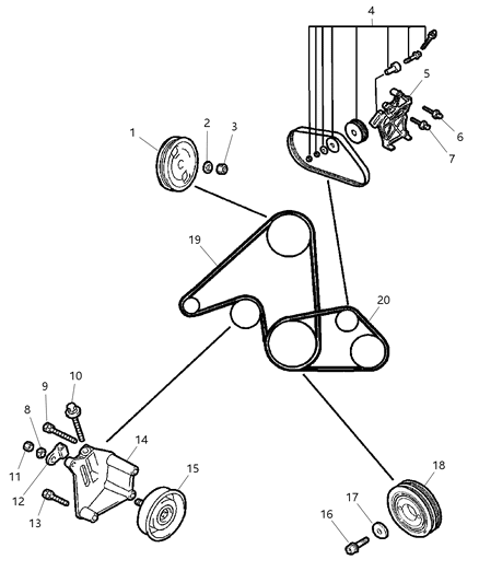 1999 Chrysler Sebring Bolt, A/C Compressor Diagram for MF303883