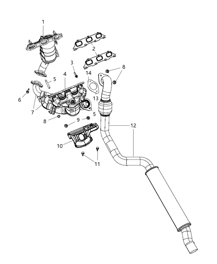 2007 Chrysler Sebring Exhaust Manifolds & Mounting & Components & Turbo Charger Diagram 4 - Thumbnail
