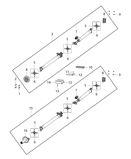 2016 Ram 3500 Pickup Shaft - Drive of Rear Axle; Differential And Drive Line Diagram 4 - Thumbnail