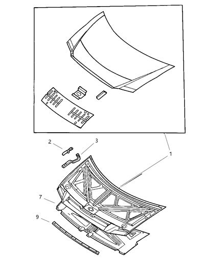 2002 Chrysler Town & Country Hood Diagram for 4860455AB