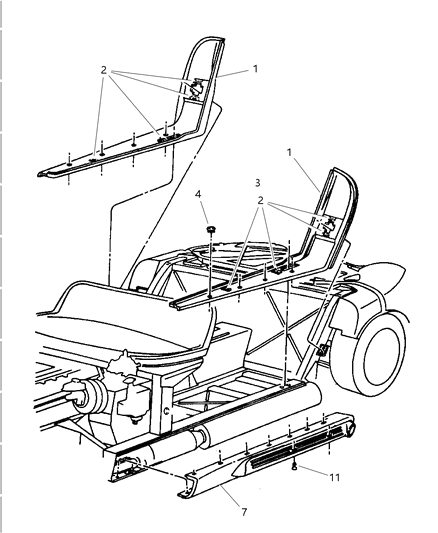 1998 Dodge Viper Side Cover, Front Diagram for 4708429