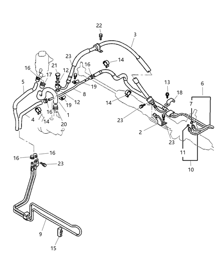 2002 Chrysler Sebring Power Steering Return Hose Diagram for MR333810