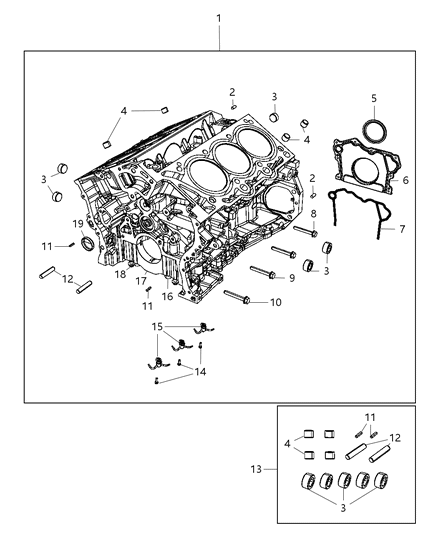 2015 Jeep Wrangler Engine Cylinder Block & Hardware Diagram 3 - Thumbnail