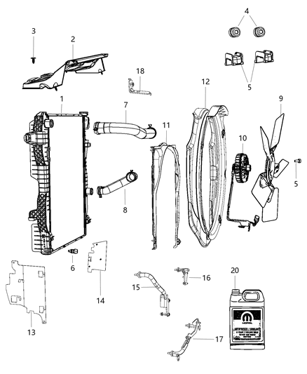 2013 Ram 3500 Cab Chassis Radiator & Related Parts Diagram 1 - Thumbnail