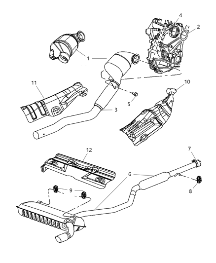 2009 Dodge Caliber Muffler And Tailpipe Exhaust Diagram for 68025858AA