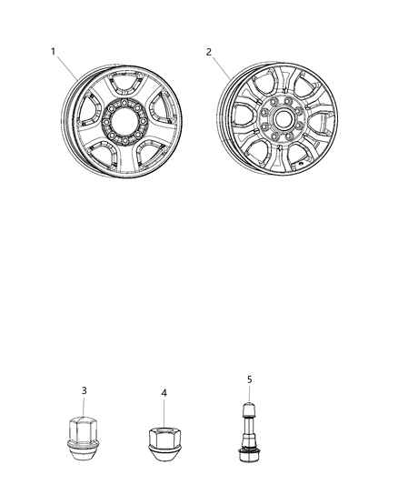 2018 Ram 3500 Cab Chassis(<10K lb.) Wheels & Hardware Diagram