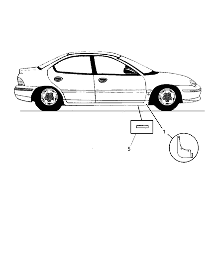 1997 Dodge Neon Mud Guard Diagram for 4783334AC