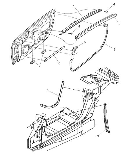 2001 Chrysler Prowler Weatherstrip Diagram for 4815136AB