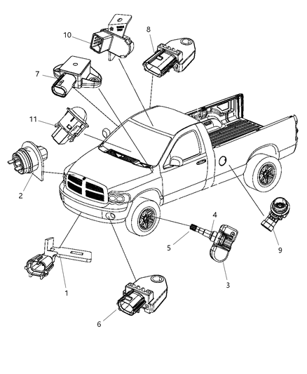 2011 Ram 1500 Sensor Infrared Diagram for 55056301AC