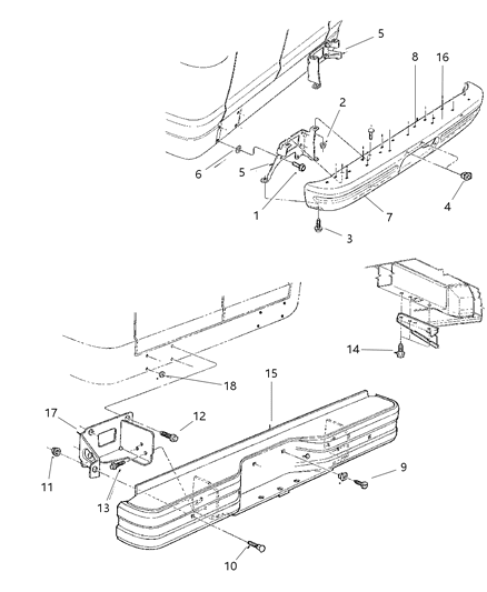 2003 Dodge Ram Van Bumper, Rear Diagram for 55234668AB
