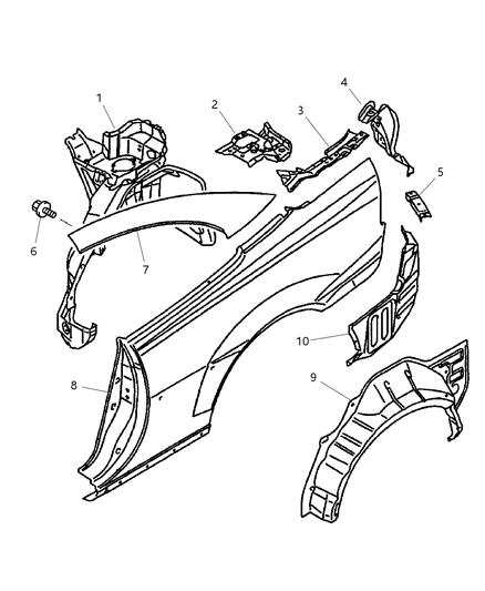2002 Chrysler Sebring Quarter Panel, Rear Outer Driver Side Diagram for MR535481