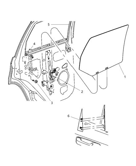 2007 Jeep Grand Cherokee Door Rear, Glass & Regulator Diagram