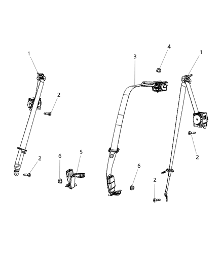 2013 Dodge Charger Lap & Shoulder Belt, Dark Gray, Rear Driver Side Diagram for 1UB431T5AB
