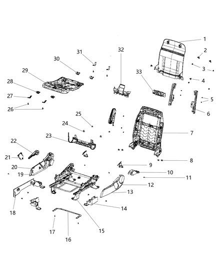 2017 Jeep Compass Seat Back Frame, Front Diagram for 4610144AC