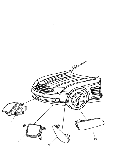 2004 Chrysler Crossfire Lamp Fog Diagram for 5099702AA
