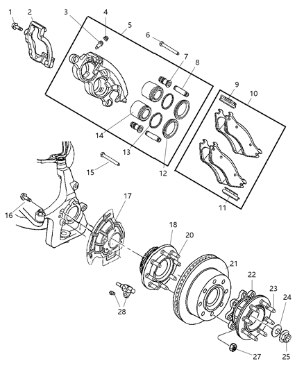 2005 Dodge Ram 3500 Sensor Kit Anti-Lock Brakes, Sensor, Bolt, Wire Diagram for 5093834AA
