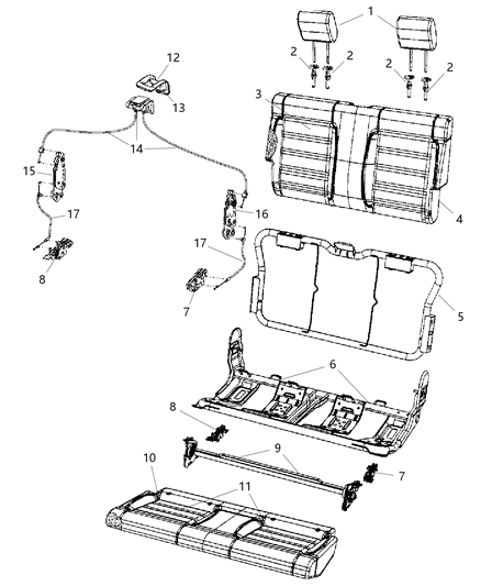 2008 Jeep Wrangler Rear Seat - Bench Diagram 1 - Thumbnail