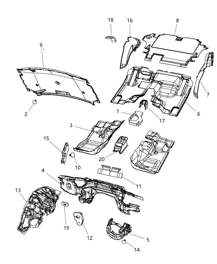 2008 Jeep Liberty Silencer Shock Tower Diagram for 55197241AC