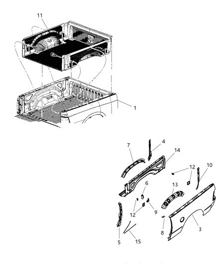 2010 Dodge Ram 2500 Shield Wheelhouse Diagram for 68065468AB