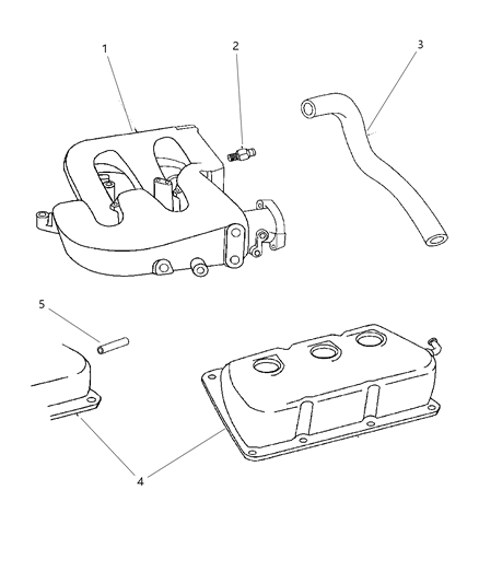1997 Dodge Intrepid Tube, PCV Cylinder Head Cover To Manifold Plenum Diagram for 4573346