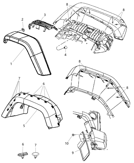 2011 Jeep Wrangler Clip Applique Arrow Head Rectangle Head Clip Diagram for 68039280AA