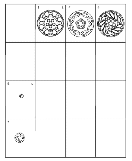 1998 Dodge Neon Caps & Covers, Wheel Diagram