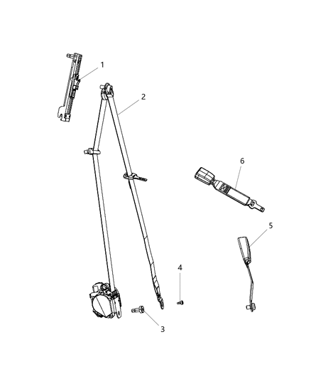 2012 Dodge Avenger Retractor Assembly Screw, Front Diagram for 6036696AA