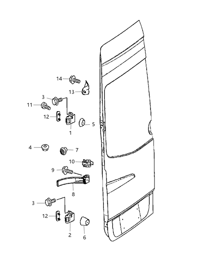 2008 Dodge Sprinter 2500 Dual Door Hardware Components Diagram 2 - Thumbnail
