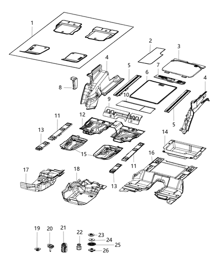 2021 Jeep Wrangler Carpet, Complete Diagram