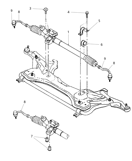 1998 Chrysler Cirrus Steering Gear Diagram for 4897582AB