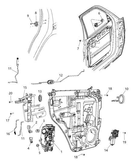 2007 Dodge Nitro Motor Window Regulator Rear Door 2-Pin Diagram for 68004825AA