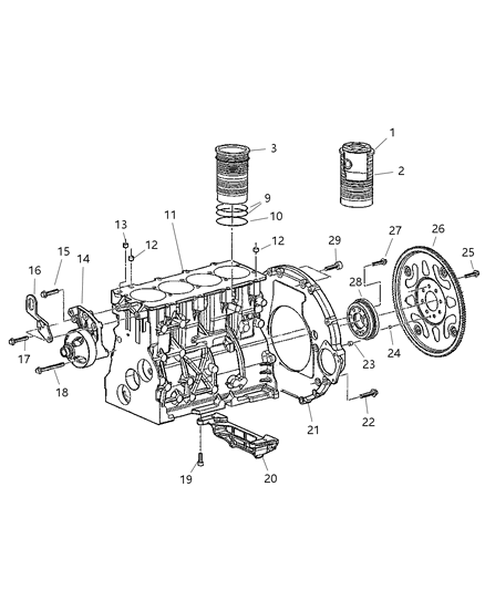 2003 Jeep Liberty Housing Flywheel Diagram for 5093957AA