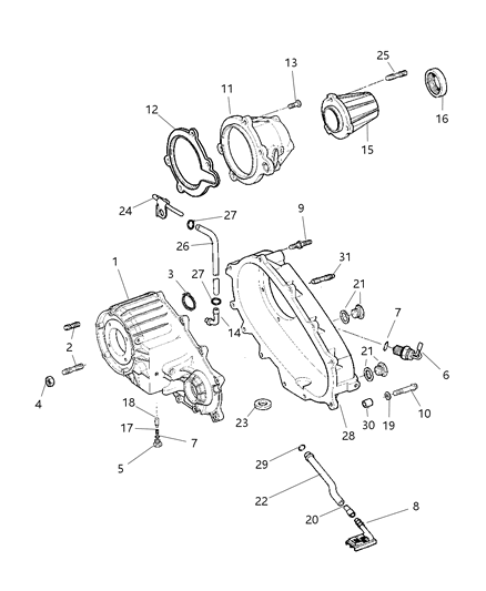 1999 Dodge Ram 3500 Quad & Club Cab Case & Related Parts of Transfer Case Model Diagram 1 - Thumbnail