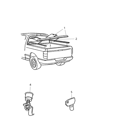 2004 Dodge Ram 2500 Gas Propeller Kit Tonneau - Hard Diagram for 5018067AA