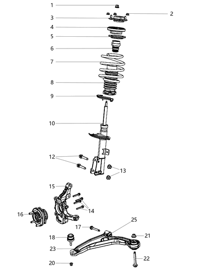 2009 Chrysler Sebring Knuckle, Front Driver Side Diagram for 4766037AD
