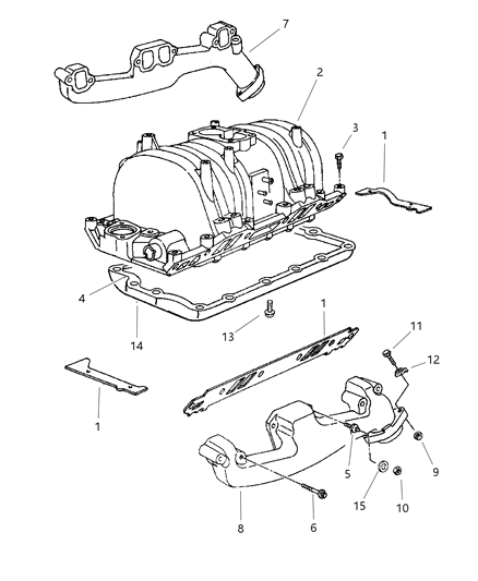 1999 Dodge Ram Wagon Manifolds - Intake & Exhaust Diagram 4 - Thumbnail