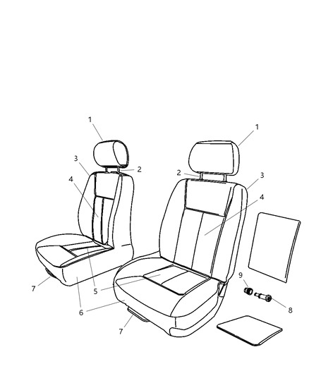 2011 Ram Dakota Front Seat - Bucket Diagram 3 - Thumbnail