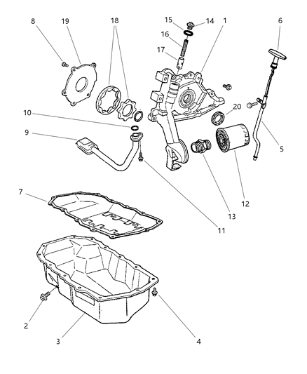1999 Chrysler Sebring Convertible Engine Oiling Diagram 2 - Thumbnail
