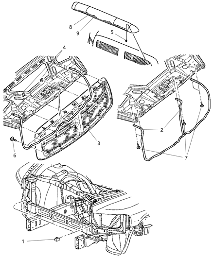 2008 Dodge Ram 4500 Shield Kit Air - Front: Shield, 4 Fasteners, Gumdrops Diagram for 82209813